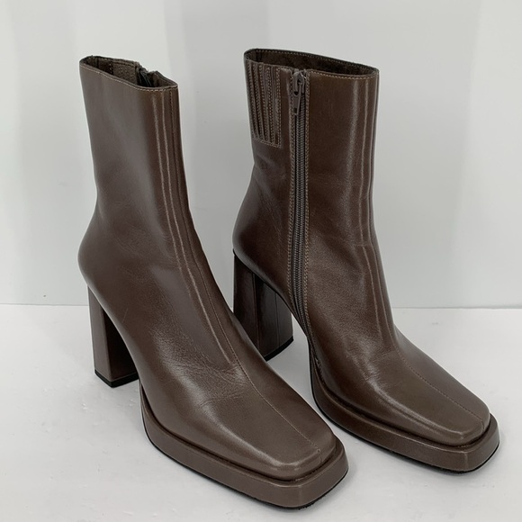 Jeffrey Campbell Maximal Platform short bootie boot gray heel leather zip new 6 - Picture 2 of 6